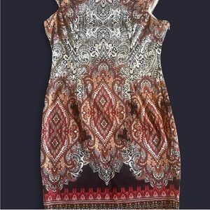 Liz Claiborne Sleeveless sheath Dress, vibrant multi color paisley pattern